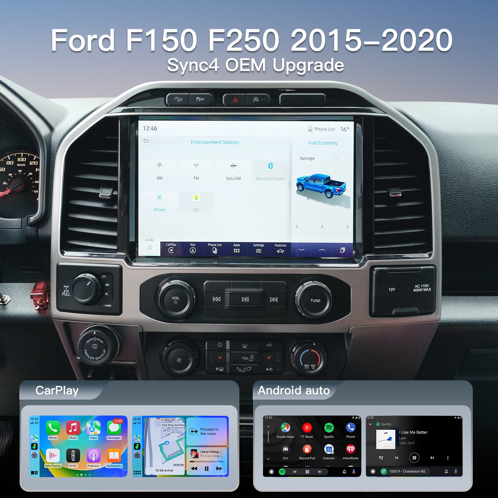 For Ford F150 F250 2015-2020 Upgrade to Sync4 with 12'' Screen Upgrade kits