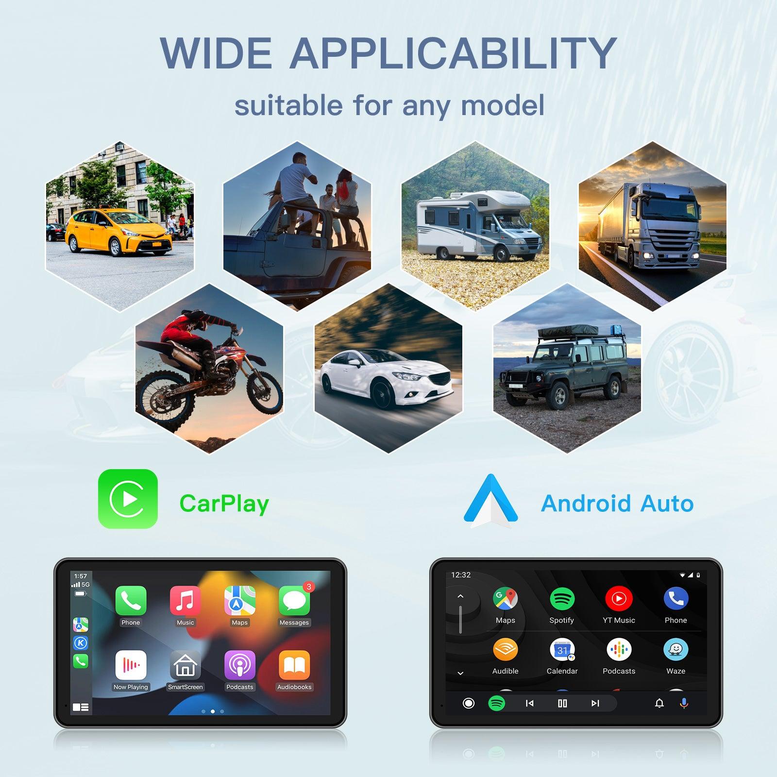 2024 Apple Carplay inalámbrico y Android Auto, pantalla táctil HD IPS de 7  pulgadas, receptor de radio portátil para automóvil, estéreo para automóvil
