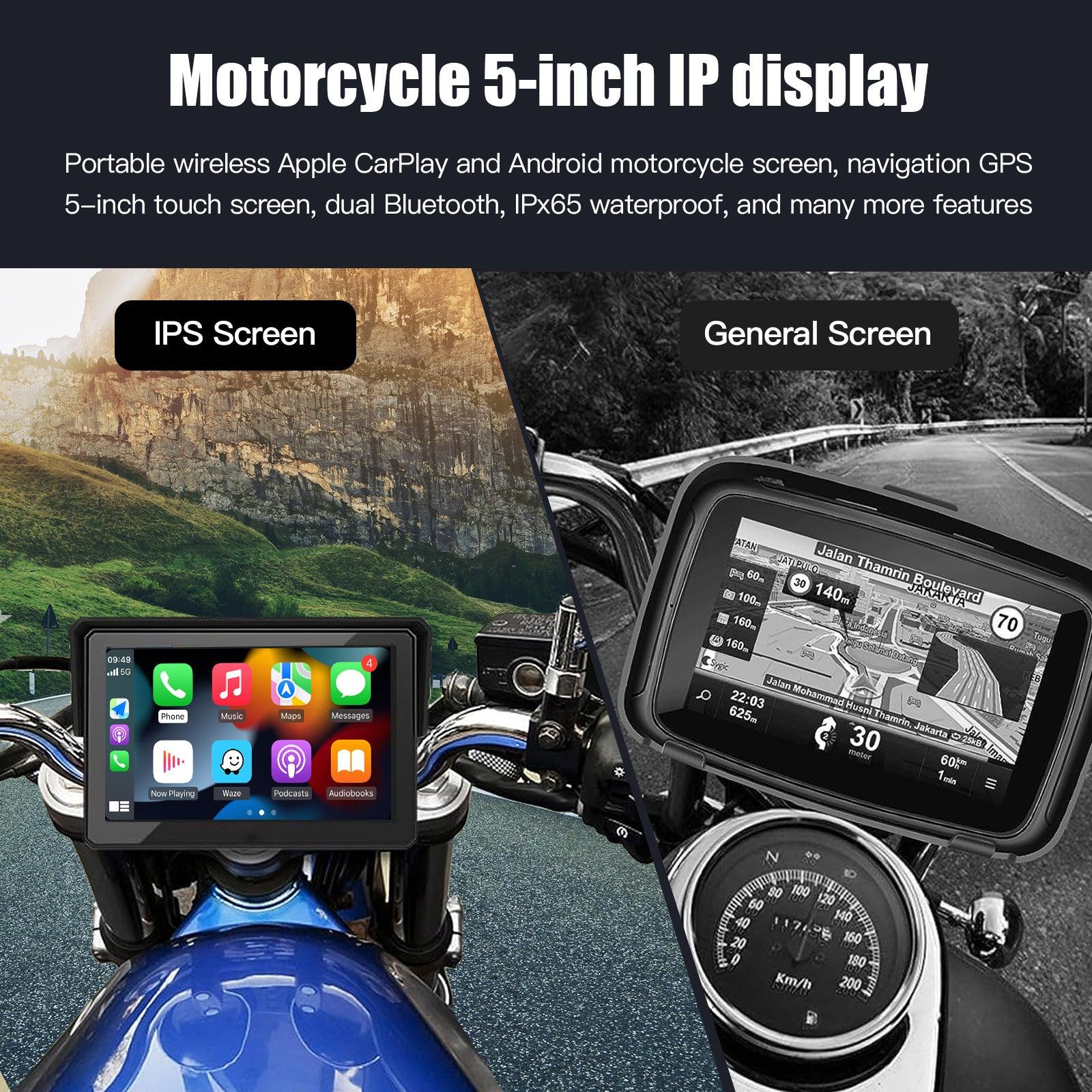 7 LCD Phone Motorcycle Waterproof Navigator Wireless CarPlay AndroidAuto  w/Rack