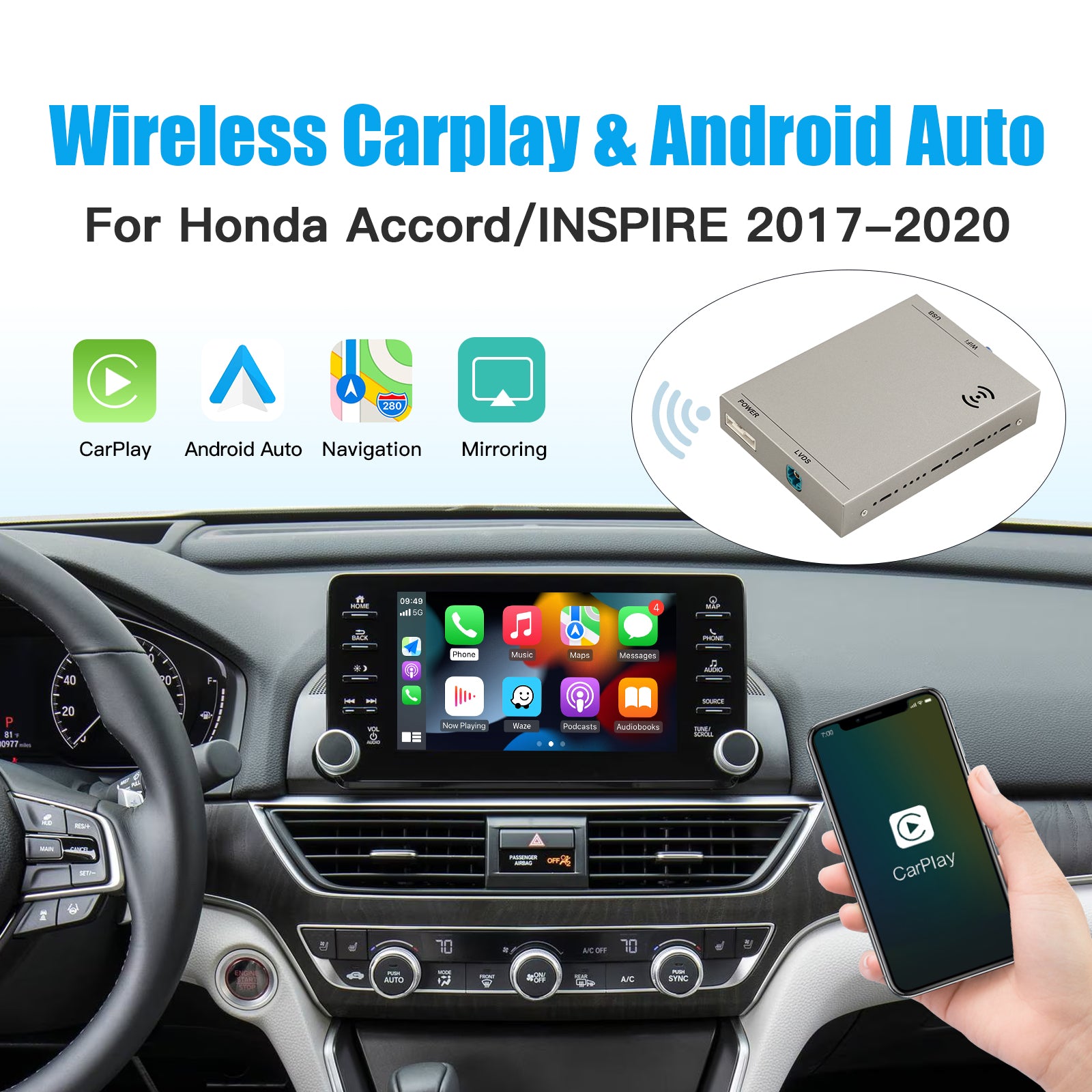 For Honda Accord/Inspire Wireless Carplay&Android 2017-2020