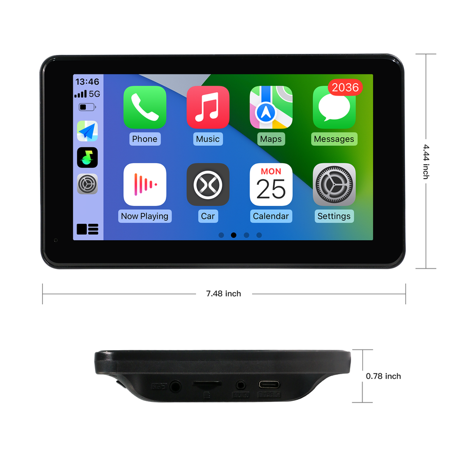 CarPlay inalámbrico de 7" y pantalla táctil inalámbrica Android Auto