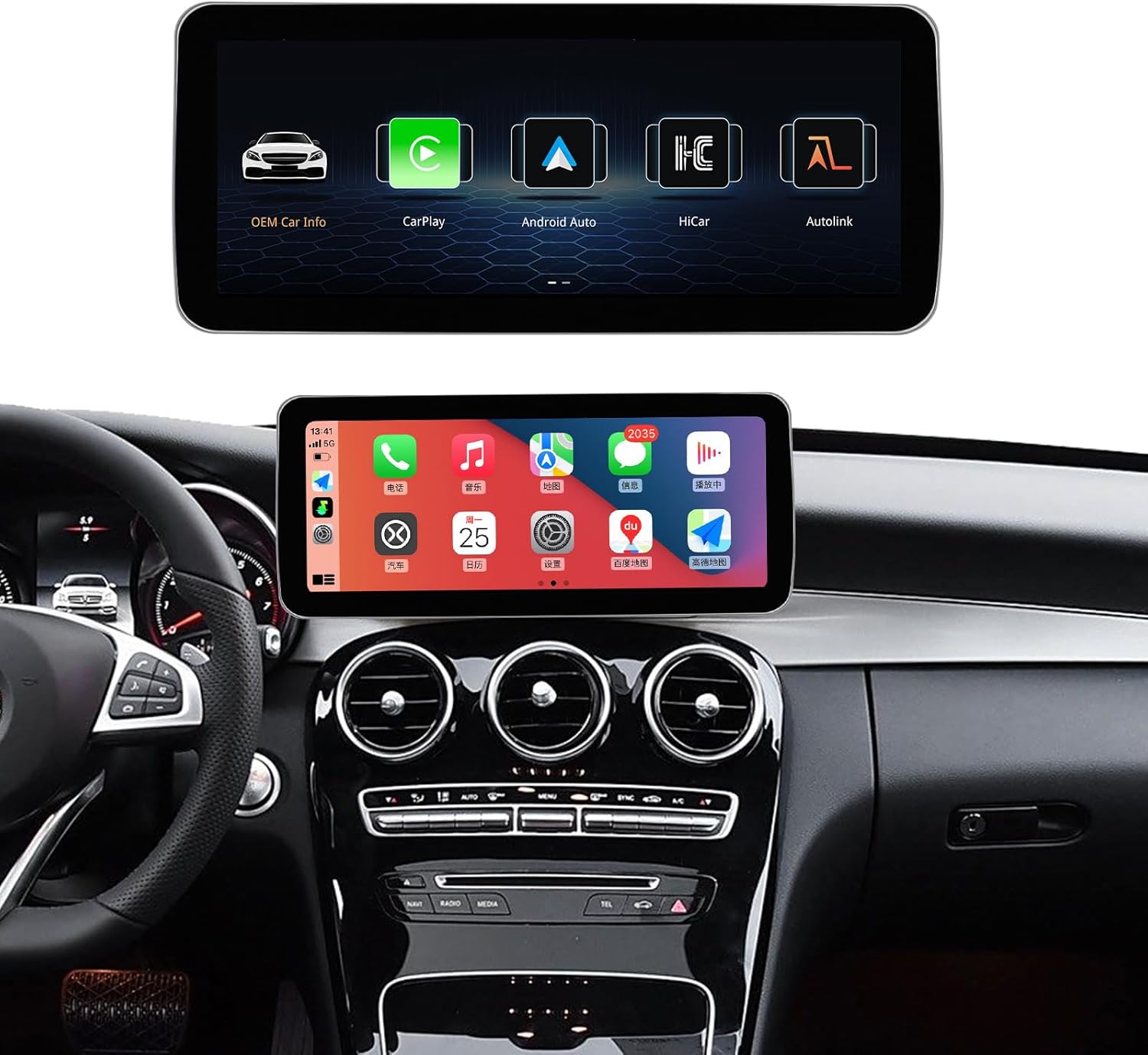 For Mercedes Benz 12.3'' NTG5.0 System Touchscreen Wireless Carplay and Android Auto