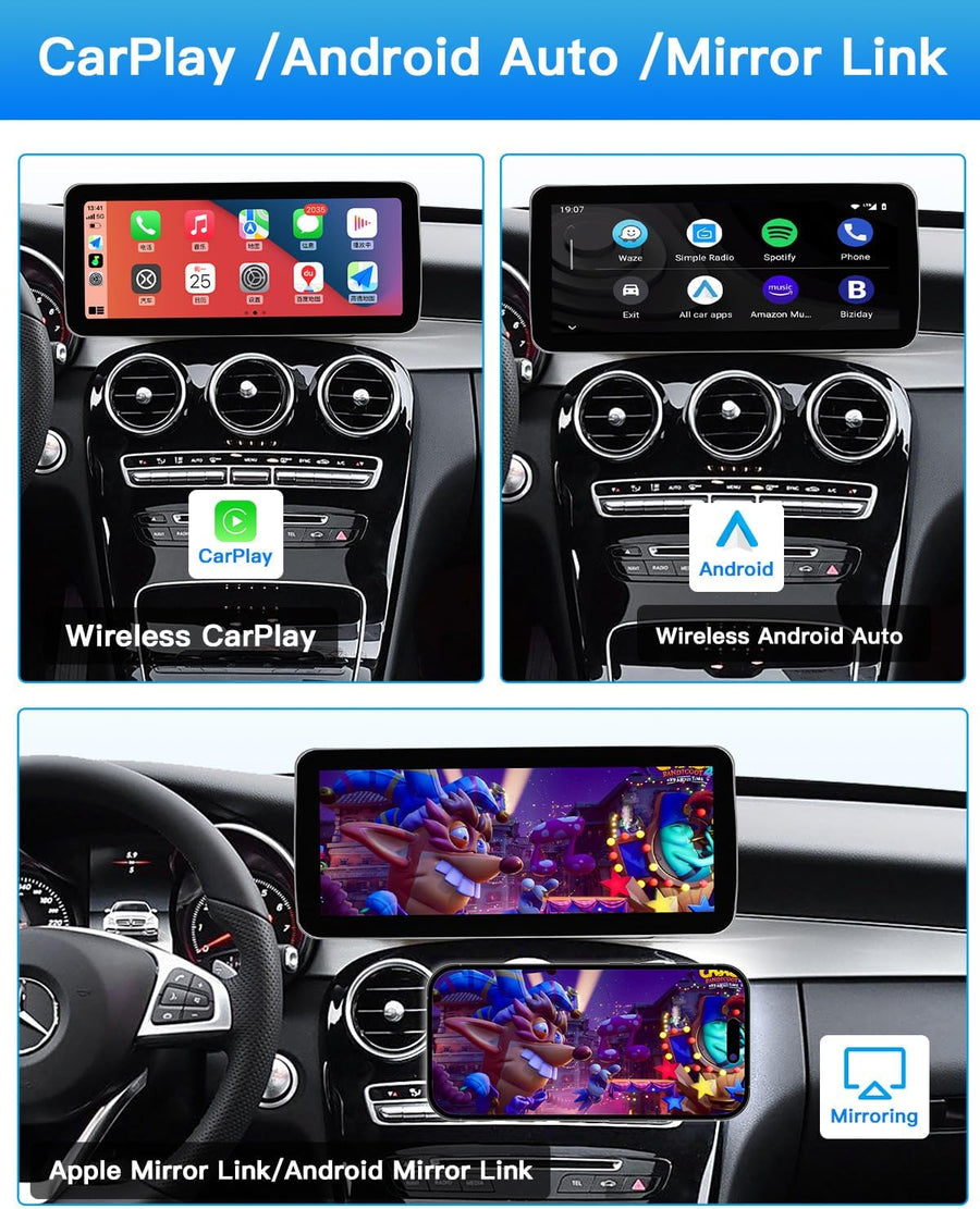 Mercedes Benz 12.3 inch Touchscreen Wireless Carplay and Android Auto