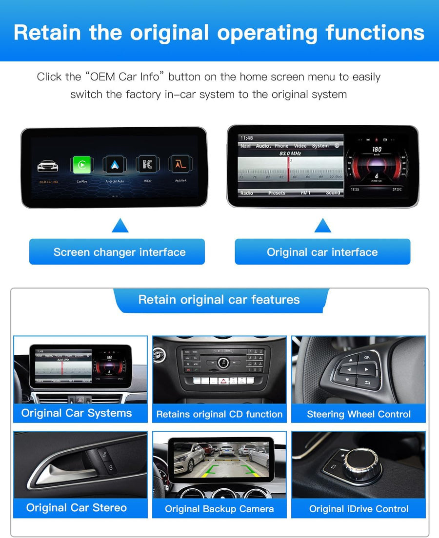 Mercedes Benz 12.3 inch Touchscreen Wireless Carplay and Android Auto