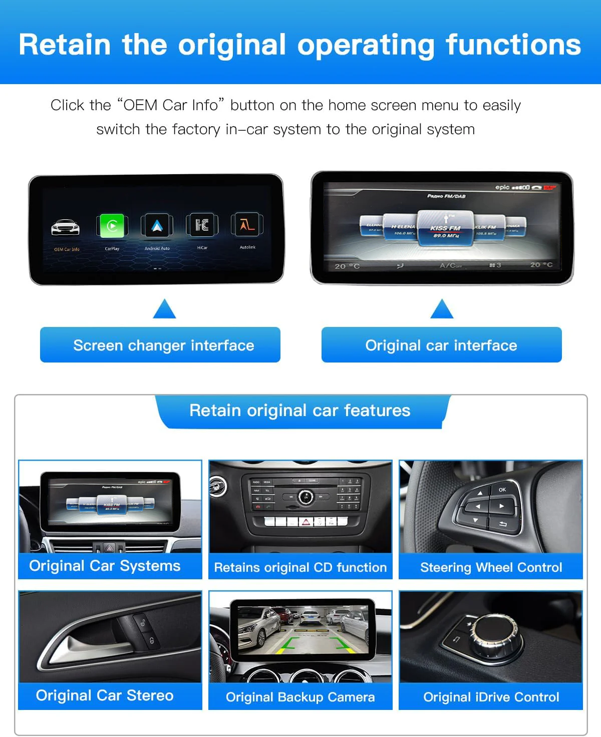 Radio Multimedia 12.3″ Touch Screen Per Mercedes NTG5.0 – Wireless CarPlay/Android Auto, HD 1920×720