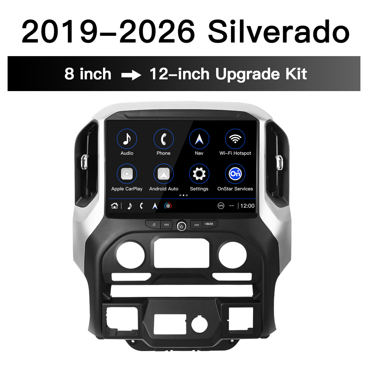 2019-2026 Chevy Silverado & GMC Sierra 8" to 12" OEM-Style Screen Upgrade Kit