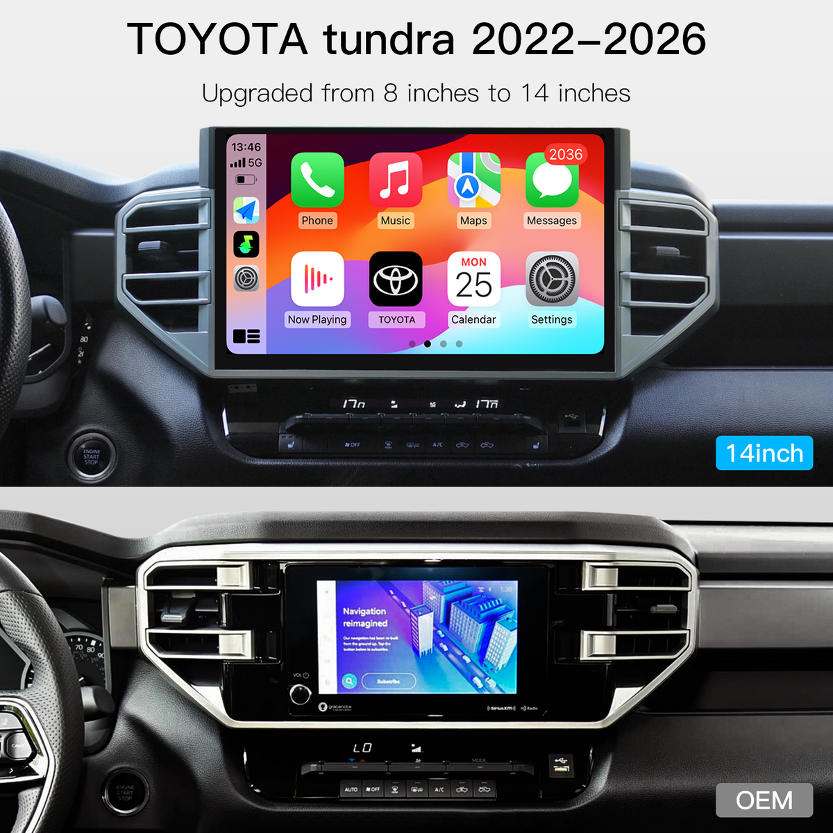 2022–2026 Toyota Tundra 8" to 14" OEM-Style Screen Upgrade Kit