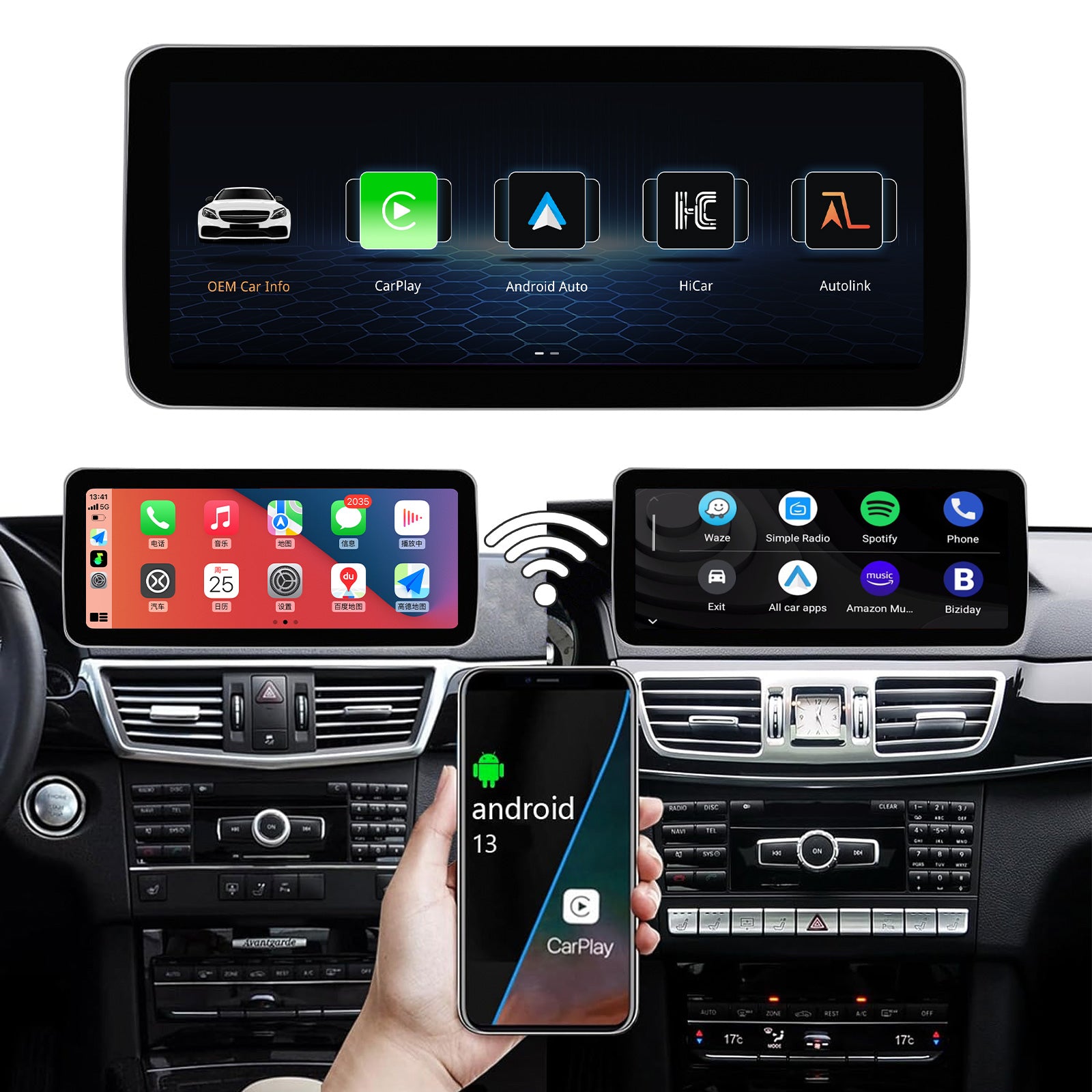 For Mercedes Benz 10.25'' NTG 4.5 System Touchscreen Wireless Carplay and Android Auto