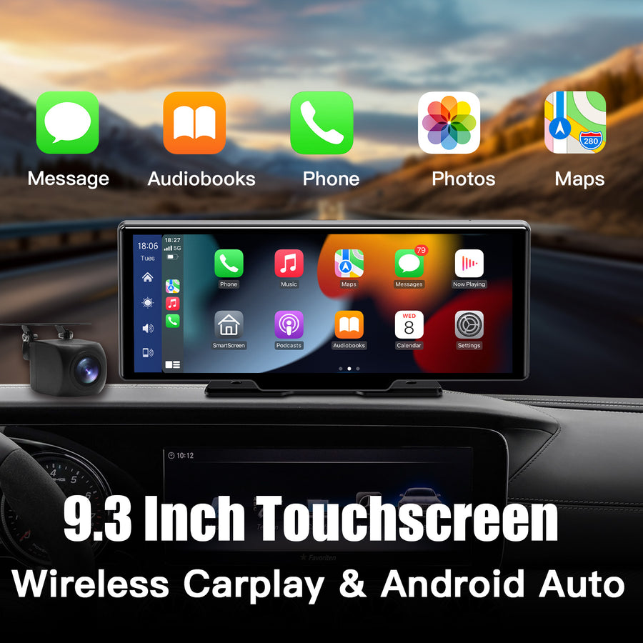 CarPlay sans fil et Android Auto Écran tactile IPS CarPlay de 9,3 pouces