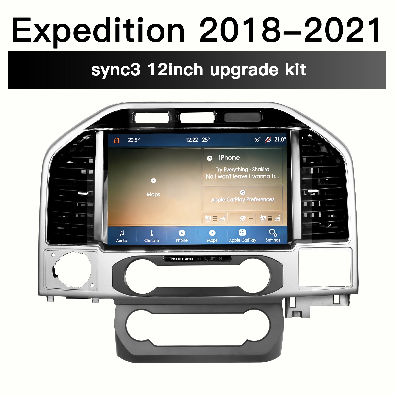2018–2021 Ford Expedition SYNC 3 8" to 12" OEM-Style Lincoln Touchscreen Upgrade Kit