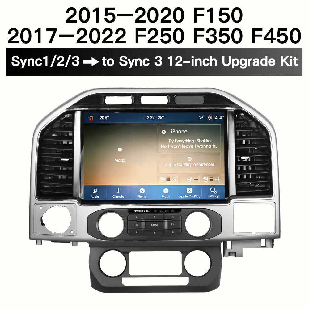 For Ford 2015–2020 F150/2017–2022 F250 F350 F450 SYNC3 8″ to 12″ OEM-Style Lincoln Screen Upgrade