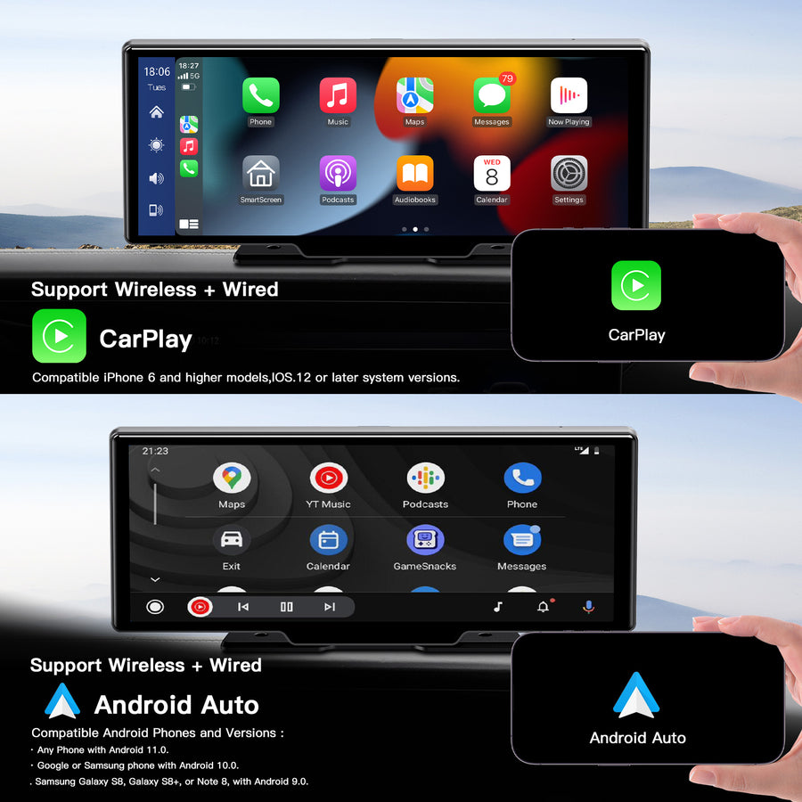 Wireless CarPlay e Android Auto Touchscreen IPS CarPlay da 10,25 pollici
