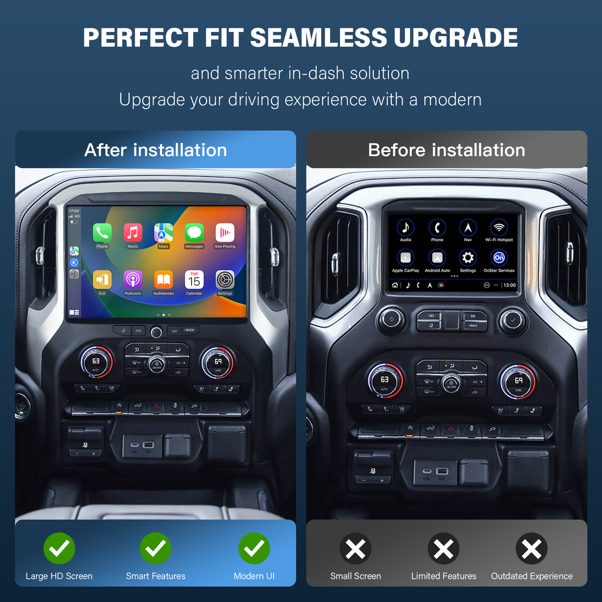 2019-2026 Chevy Silverado & GMC Sierra 8" to 12" OEM-Style Screen Upgrade Kit