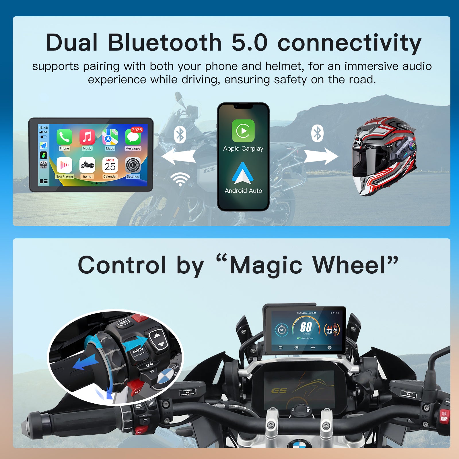 Carabc DB601 Carplay スクリーン BMW オートバイ R 1250 GS/1300 GS