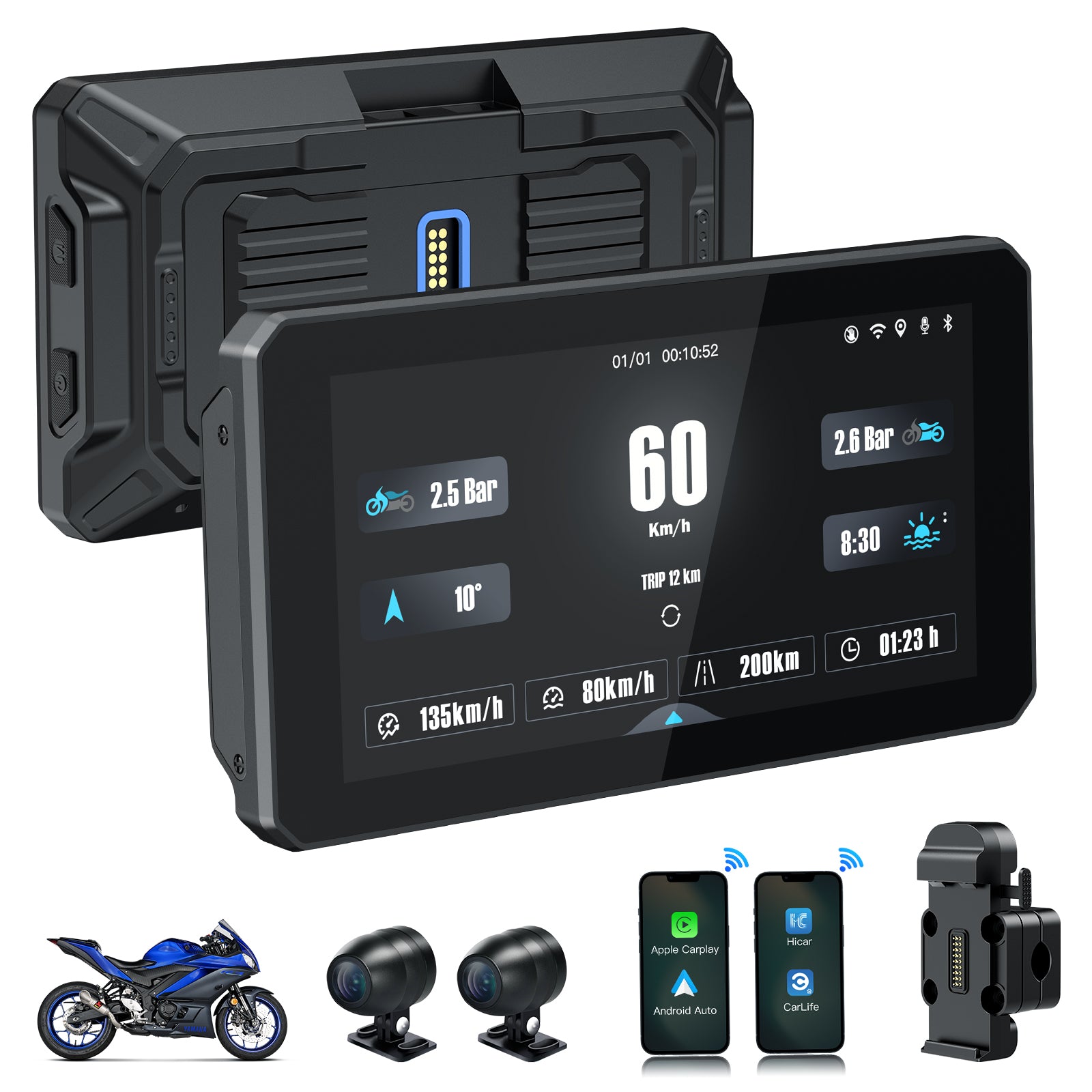 DM601 Universal Motorcycle CarPlay Screen