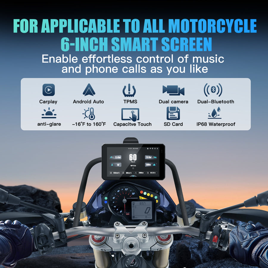 Carabc New DM601 Universal Motorcycle CarPlay Screen