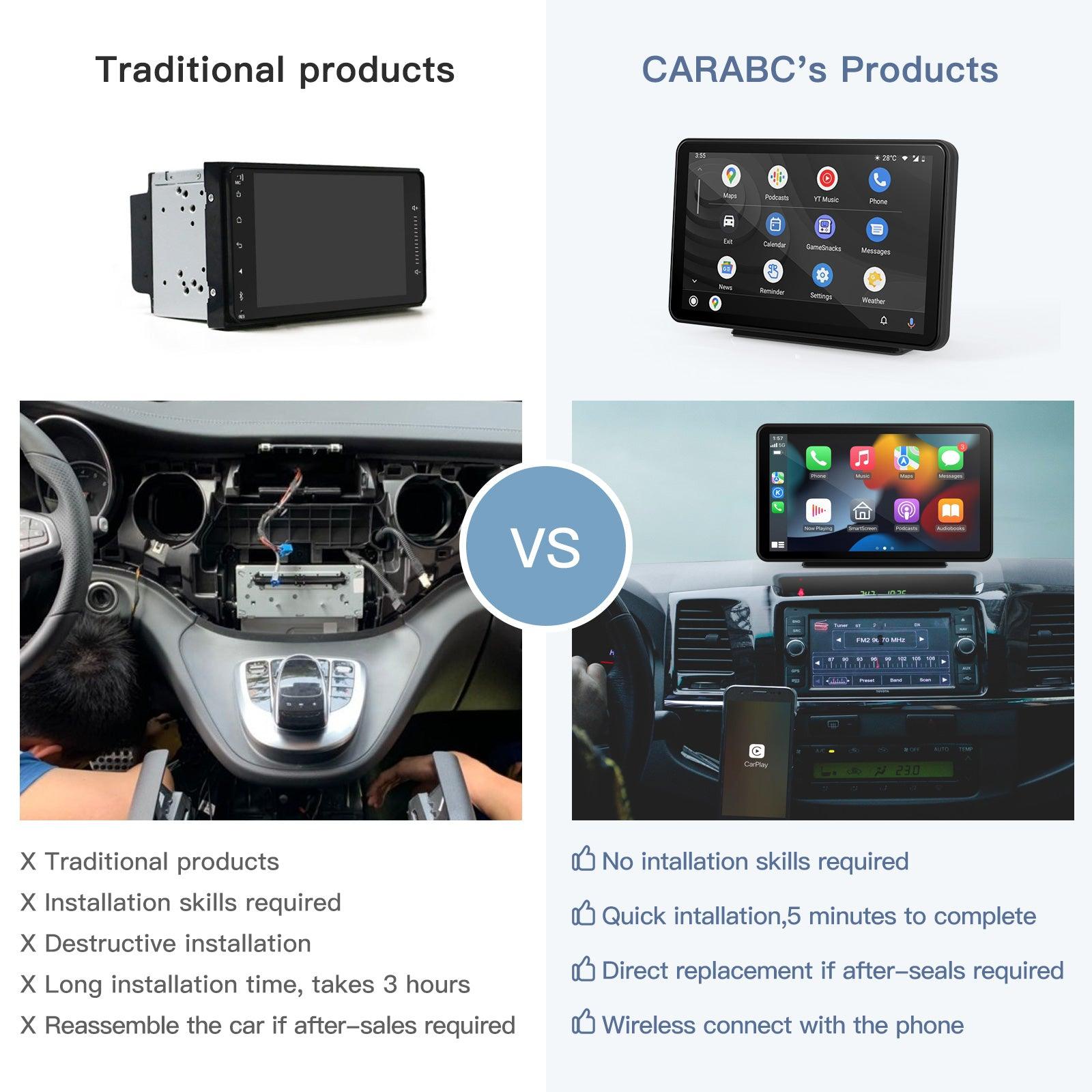 7" Wireless CarPlay & Wireless Android Auto Touch Screen - CARABC