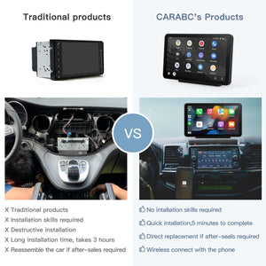 7" Wireless CarPlay & Wireless Android Auto Touch Screen - CARABC