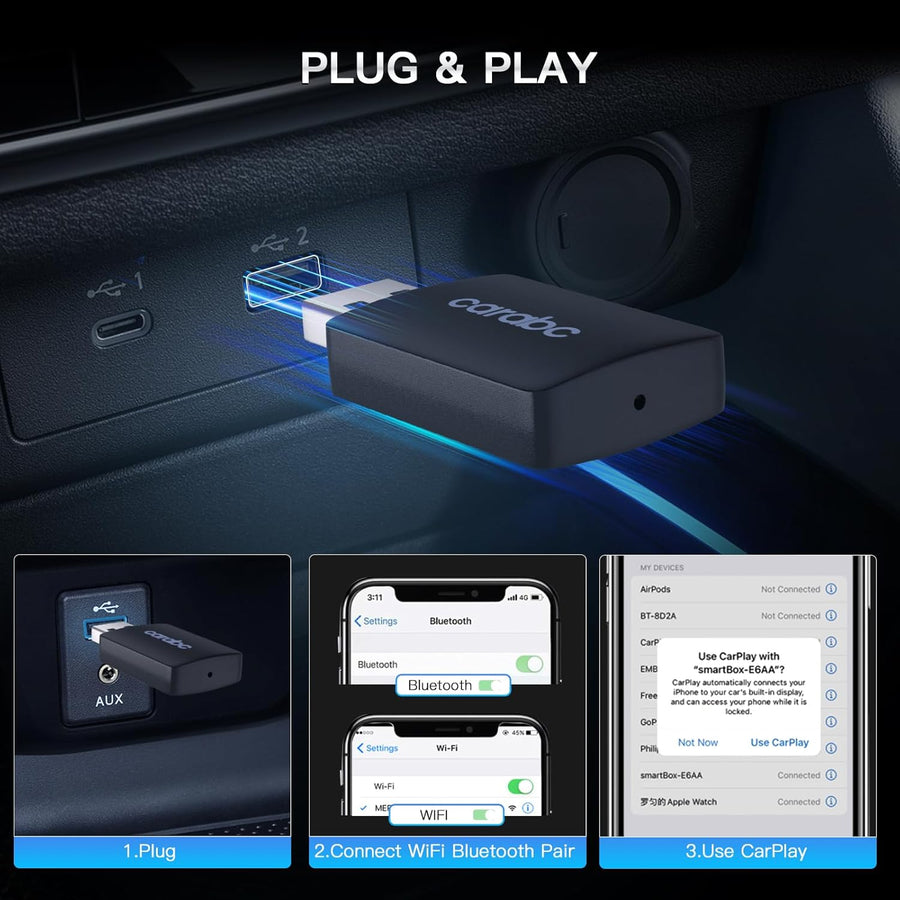 Carabc B1 USB bezdrátový Carplay adaptér