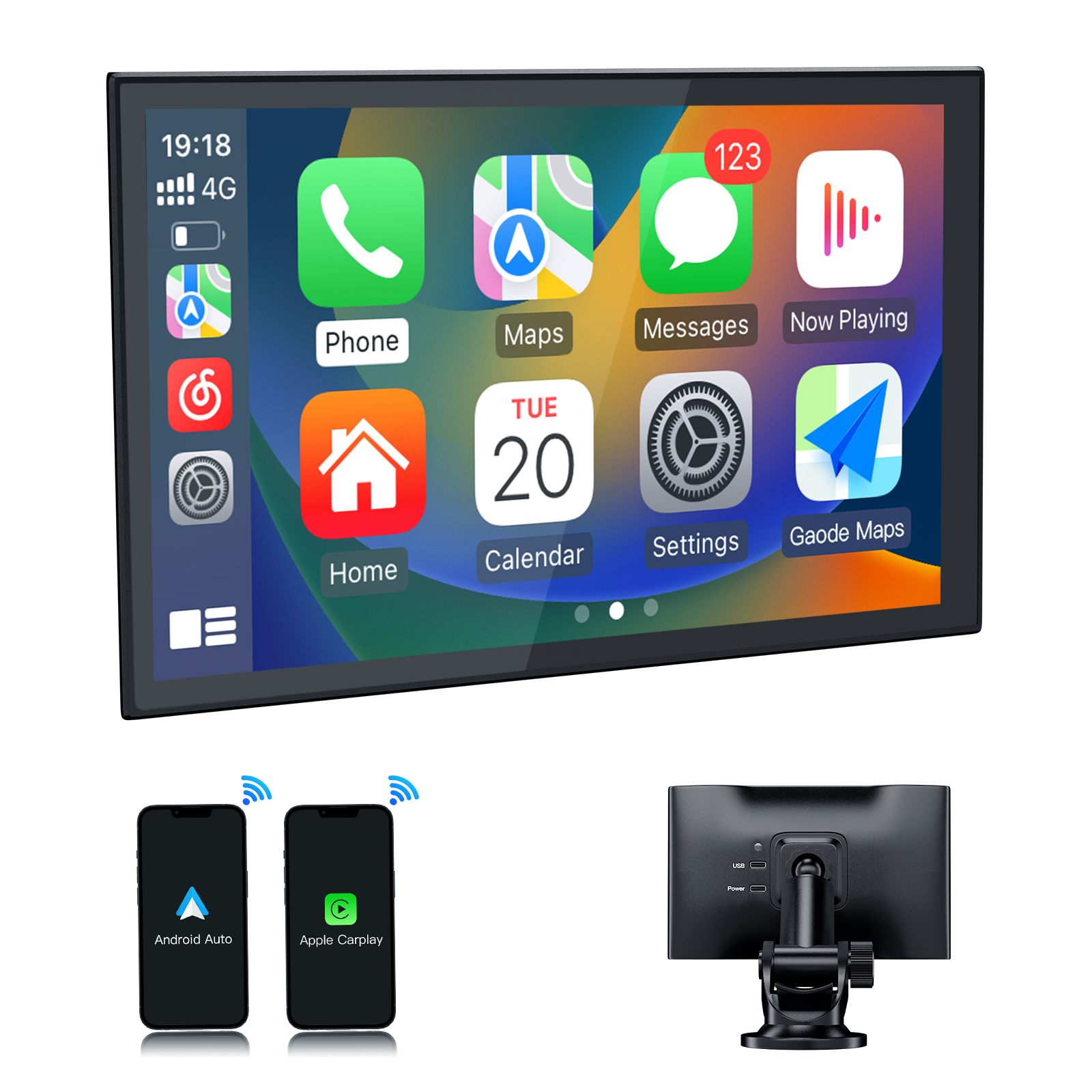 7''portable magnetic connectivity  Carplay Android auto touch screen