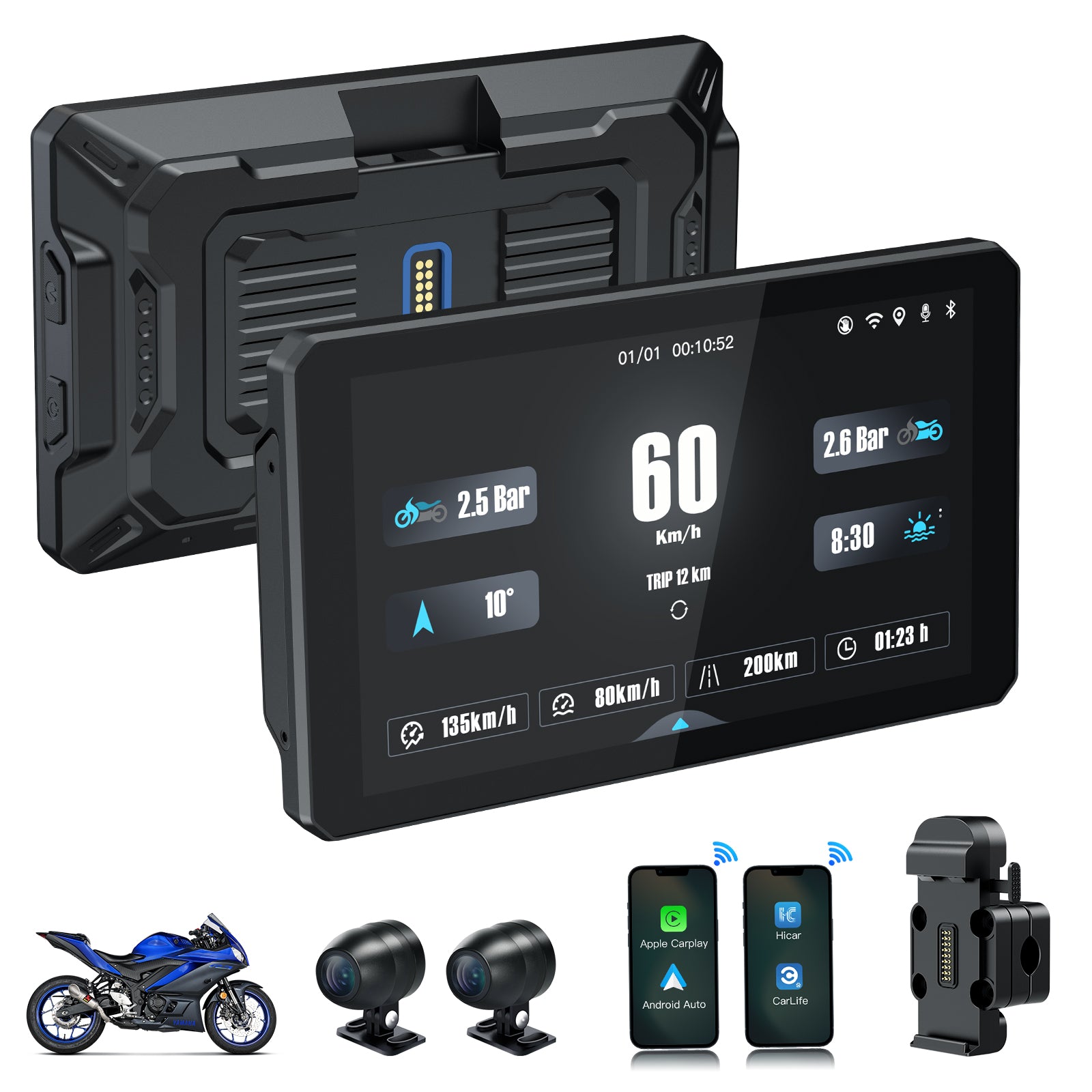 DM701 Universal Motorcycle CarPlay Screen
