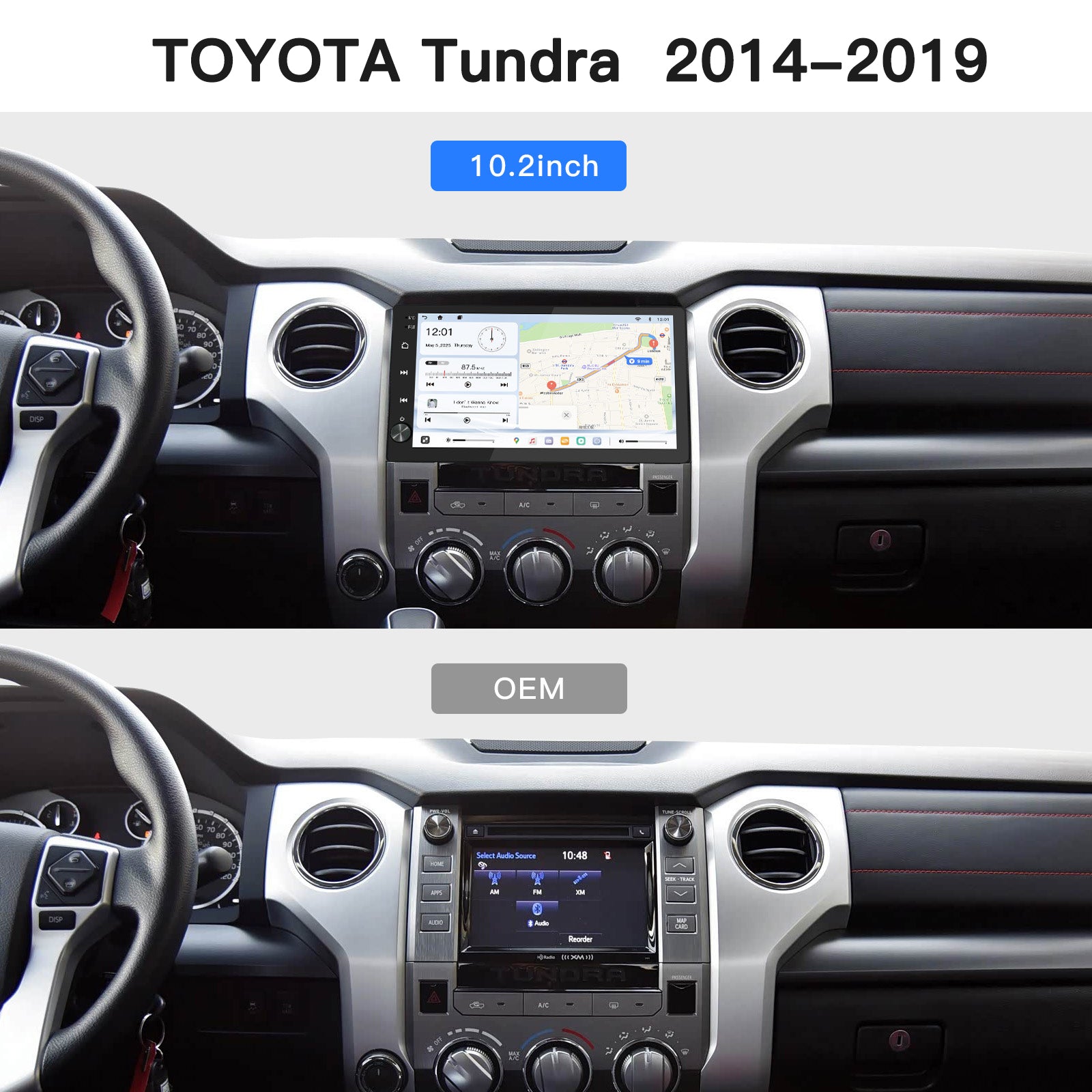 Carabc 10.2''Android 13 Car Stereo for Toyota Tundra 2014-2019 Wireless CarPlay & Android Auto Car Radio Upgrade