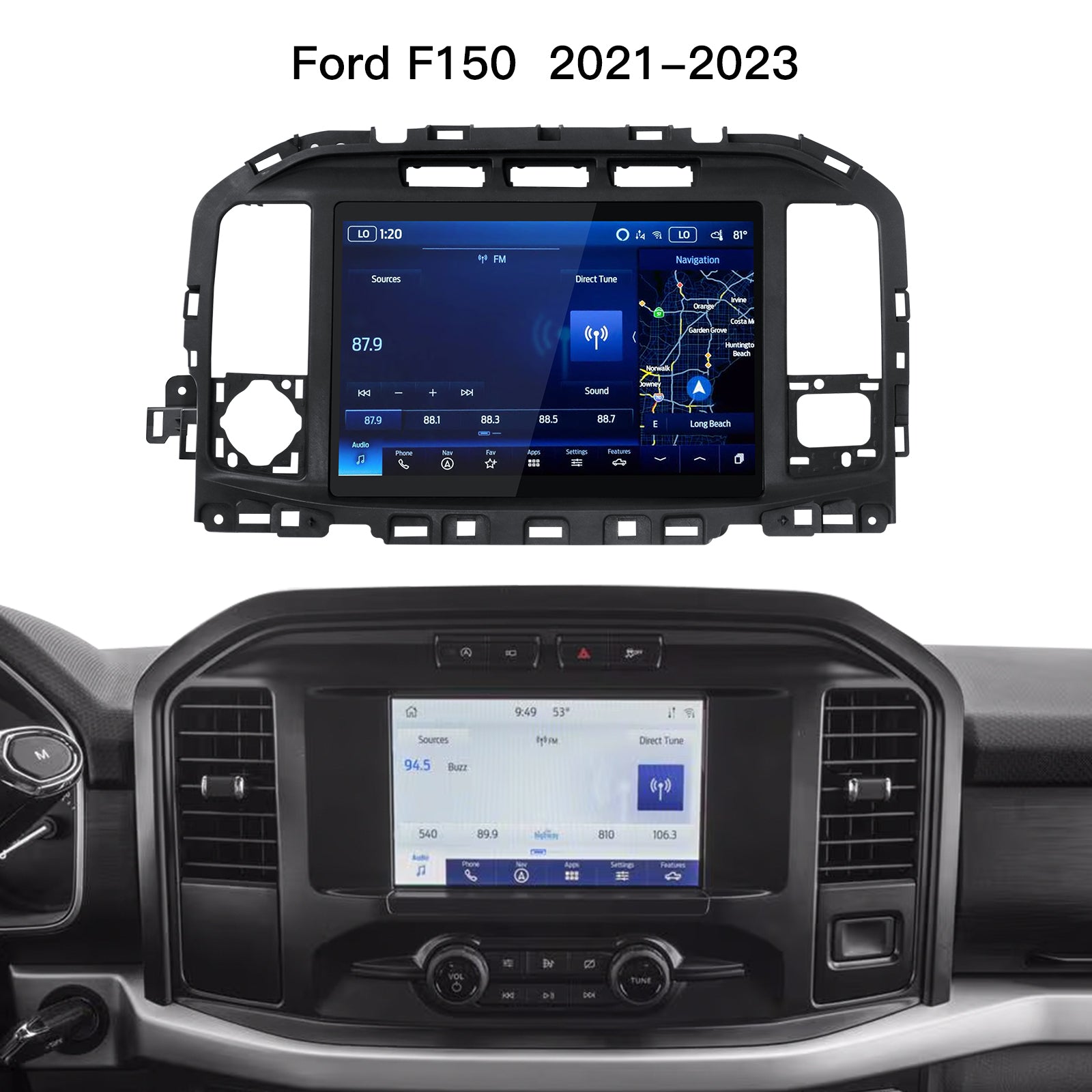 For Ford F150 250 2021–2023 Sync4 Upgrade 8'' to 12'' Screen Replacement Retains Factory System