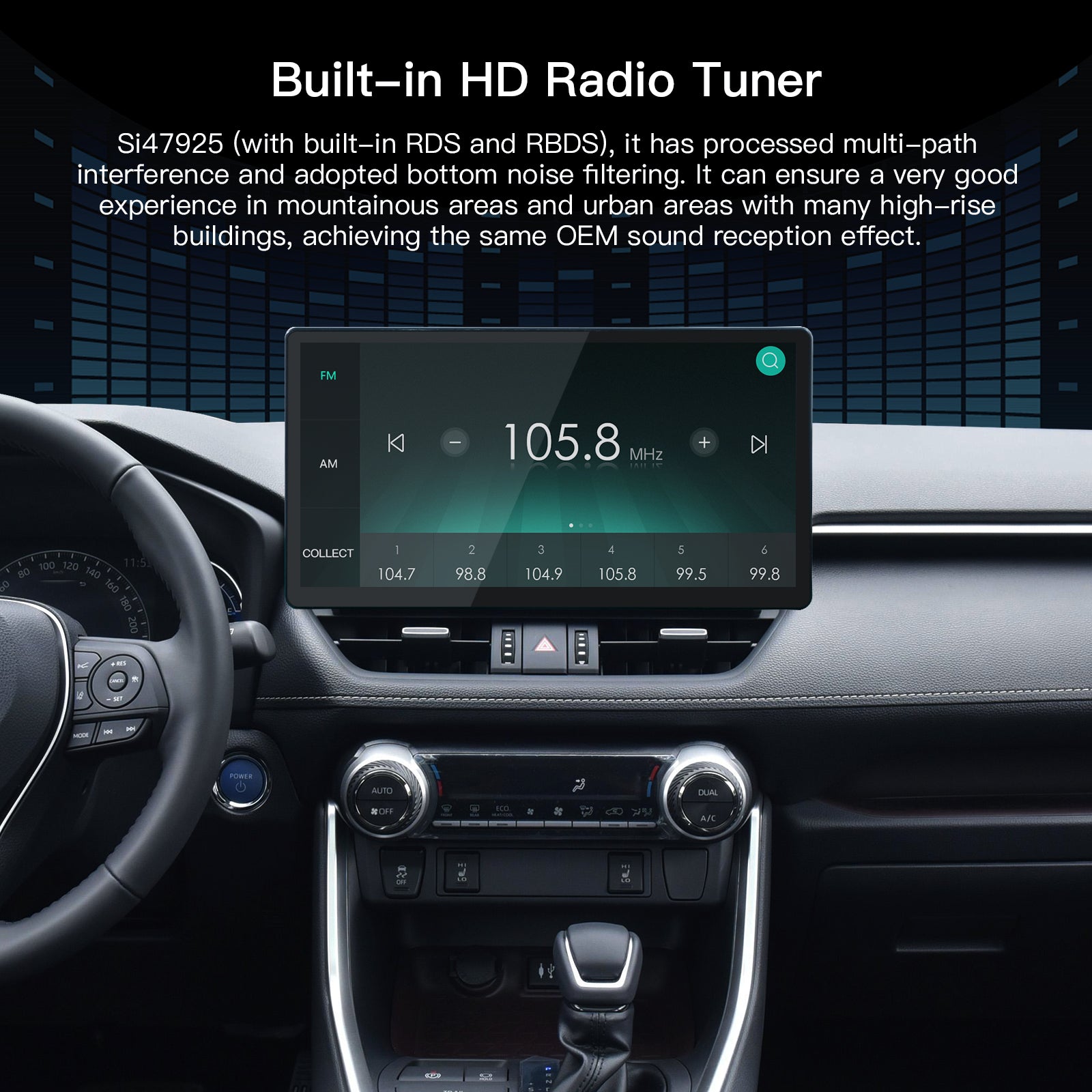13.2" Android 13 Car Stereo For Toyota RAV4 2019-2022 - Wireless CarPlay/Android Auto, 8GB+128GB, QLED Touchscreen