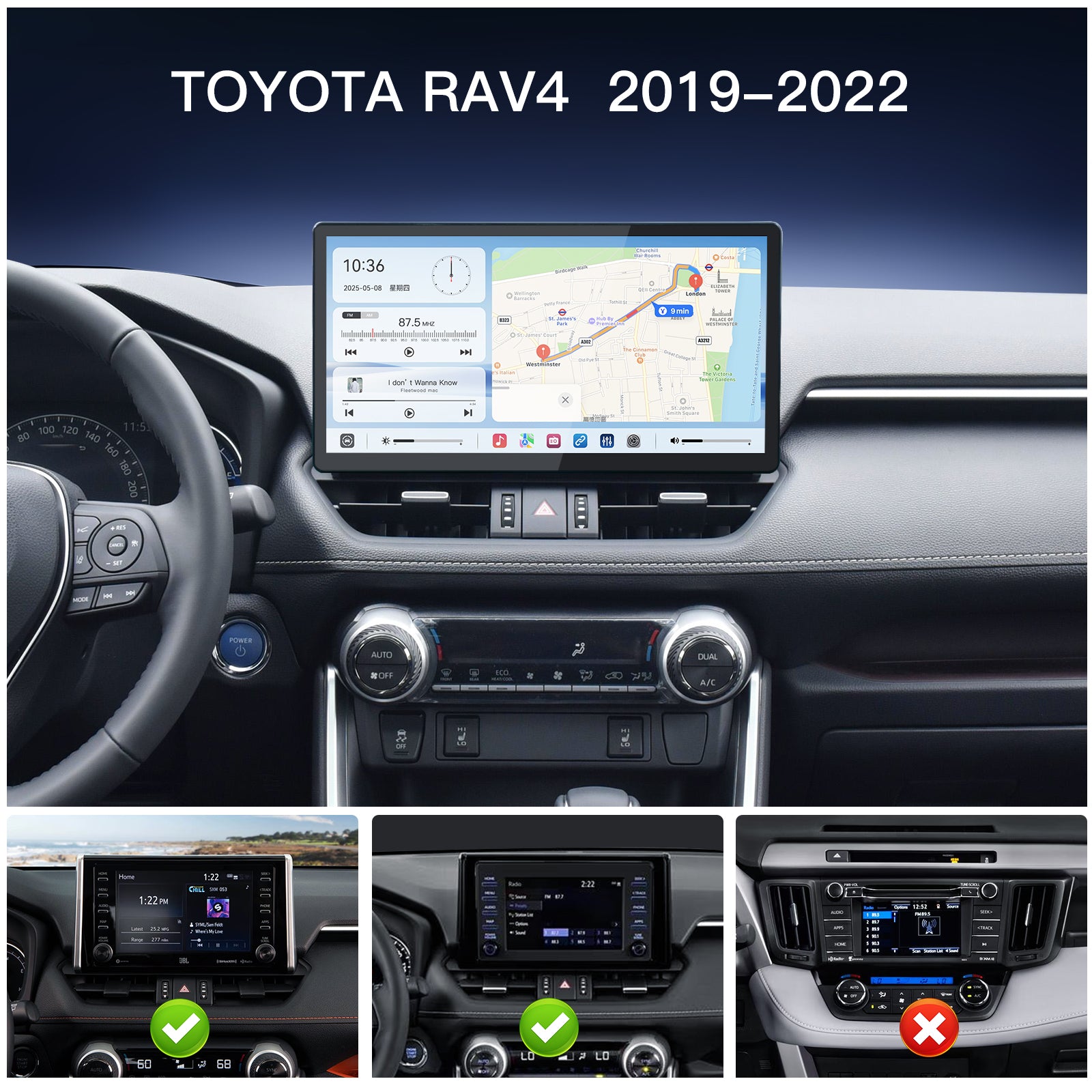 Carabc 13.2" Android 13 Car Stereo for Toyota RAV4 2019–2022 Wireless CarPlay & Android Auto Car Radio Upgrade