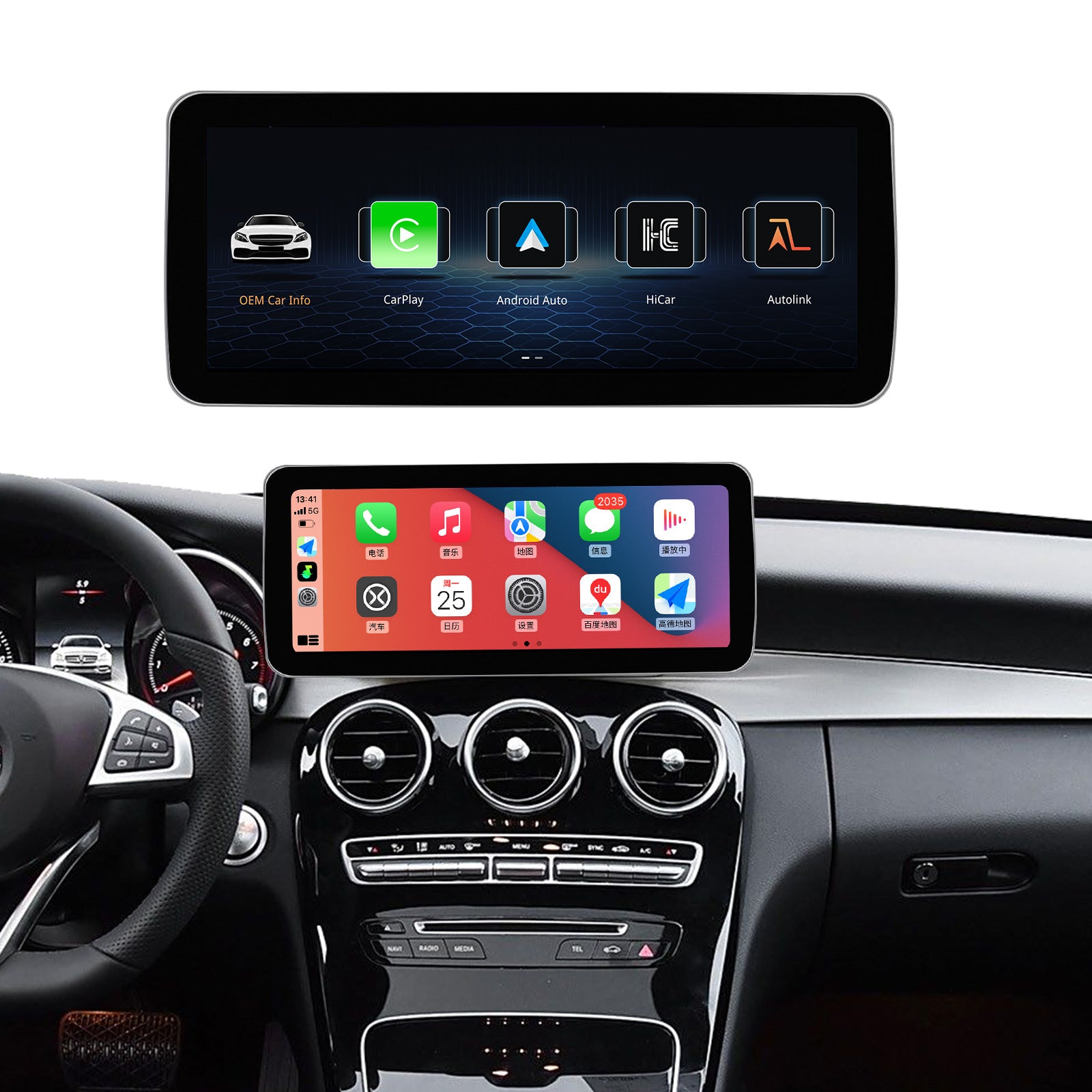 For Mercedes Benz 10.25'' NTG 4.5 System Touchscreen Wireless Carplay and Android Auto