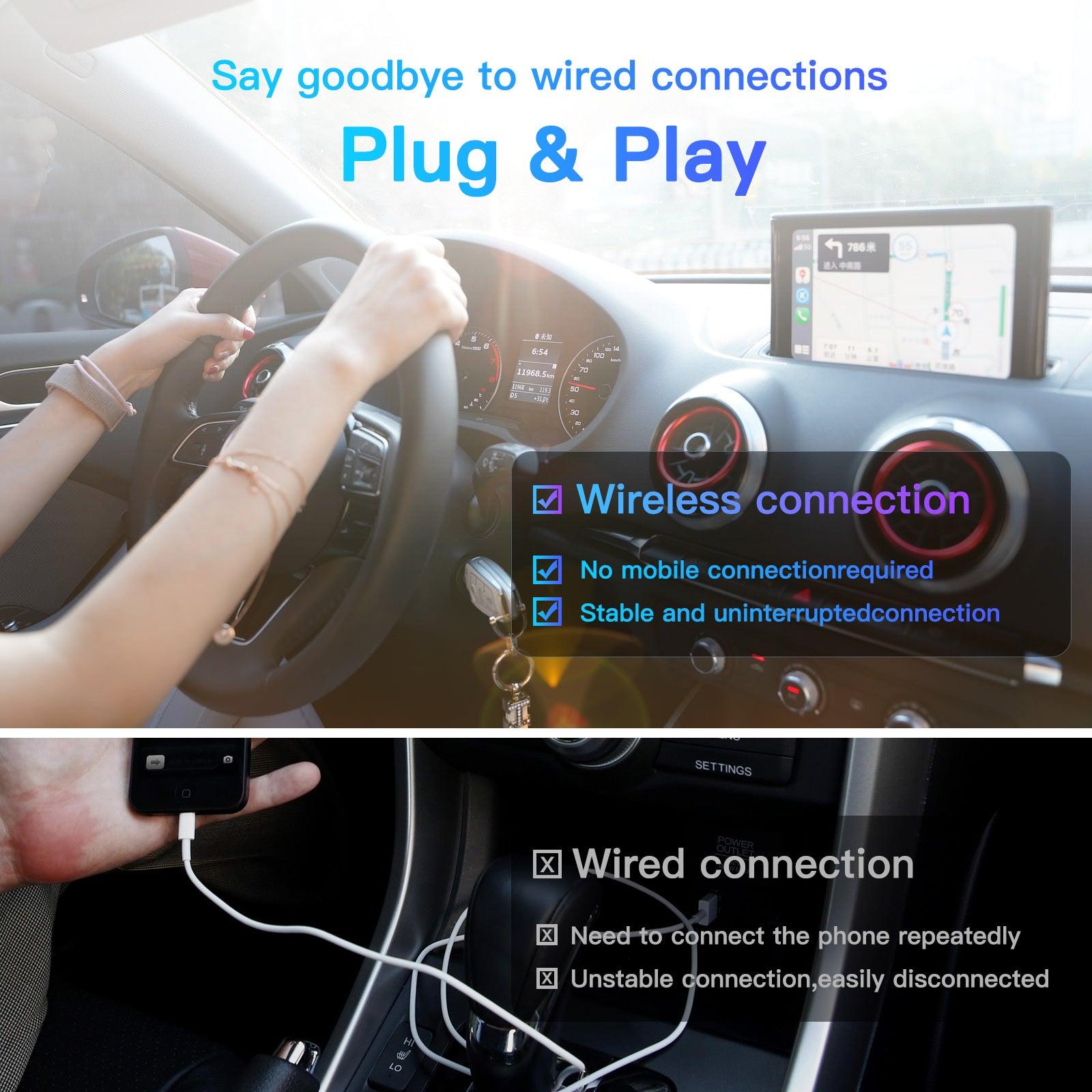 Adaptateur Carplay sans Fil pour iPhone, Plug & Play Apple CarPlay Wireless  Adaptateur Dongle 5.8GHz WiFi Bluetooth, Connecter Les Voitures CarPlay