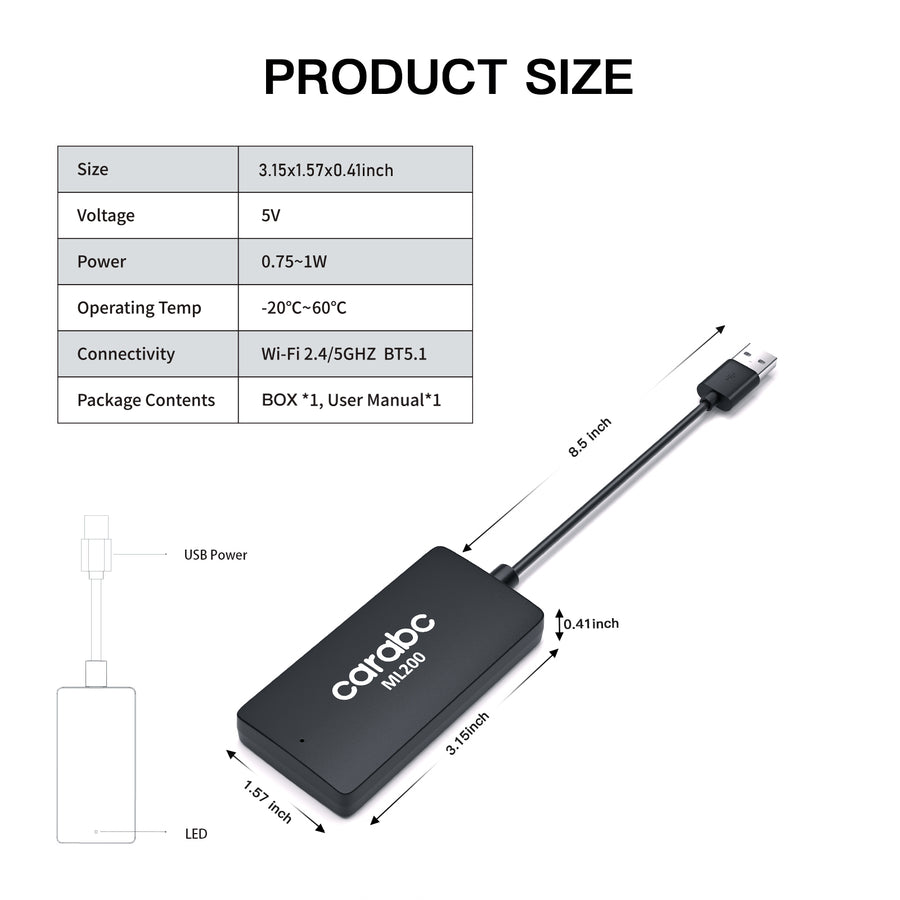 Carabc ML200 Wireless CarPlay&Android Auto Supports factory MirrorLink  for Toyota,Volkswagen