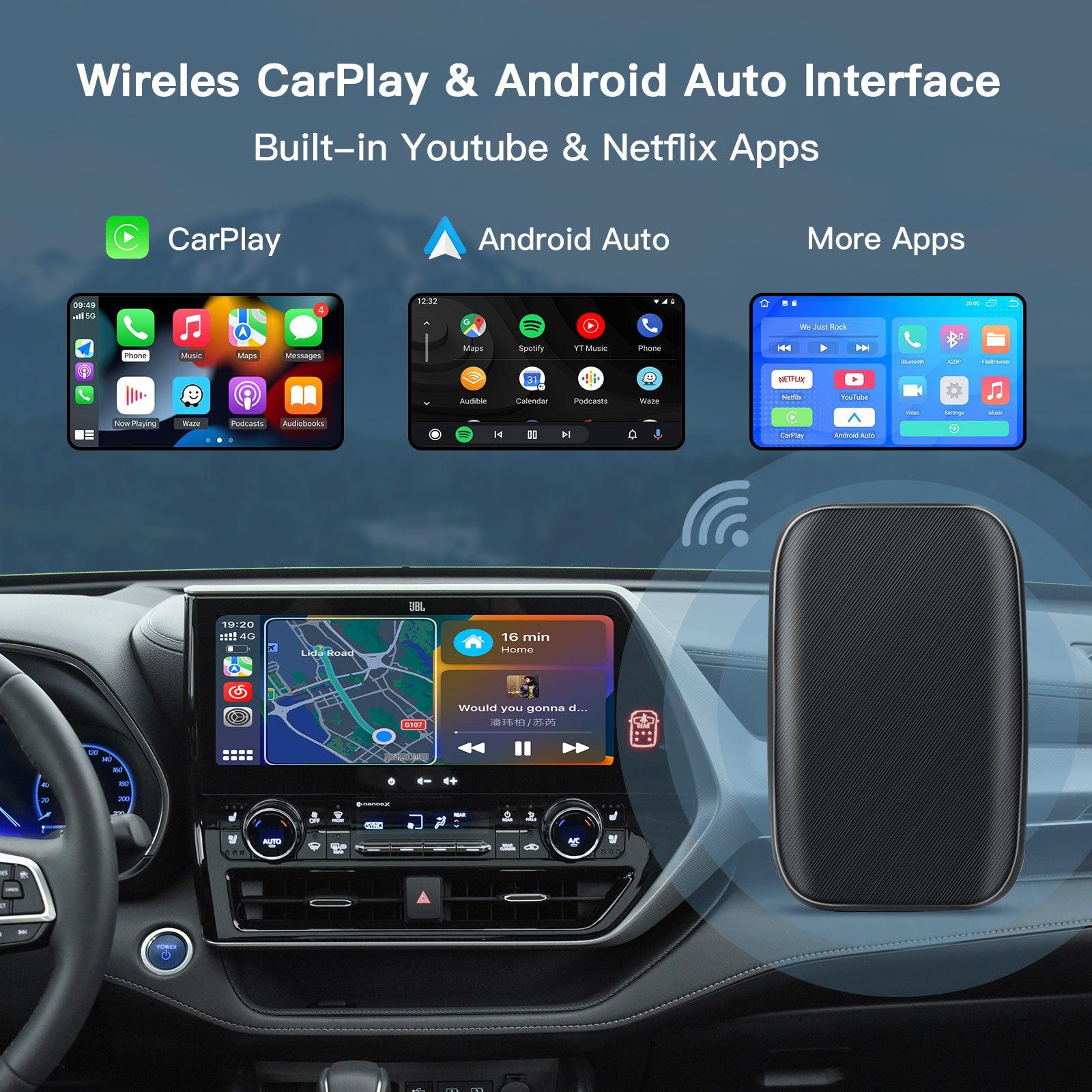 Décodeur de voiture sans fil Apple Carplay Android Auto, boîtier