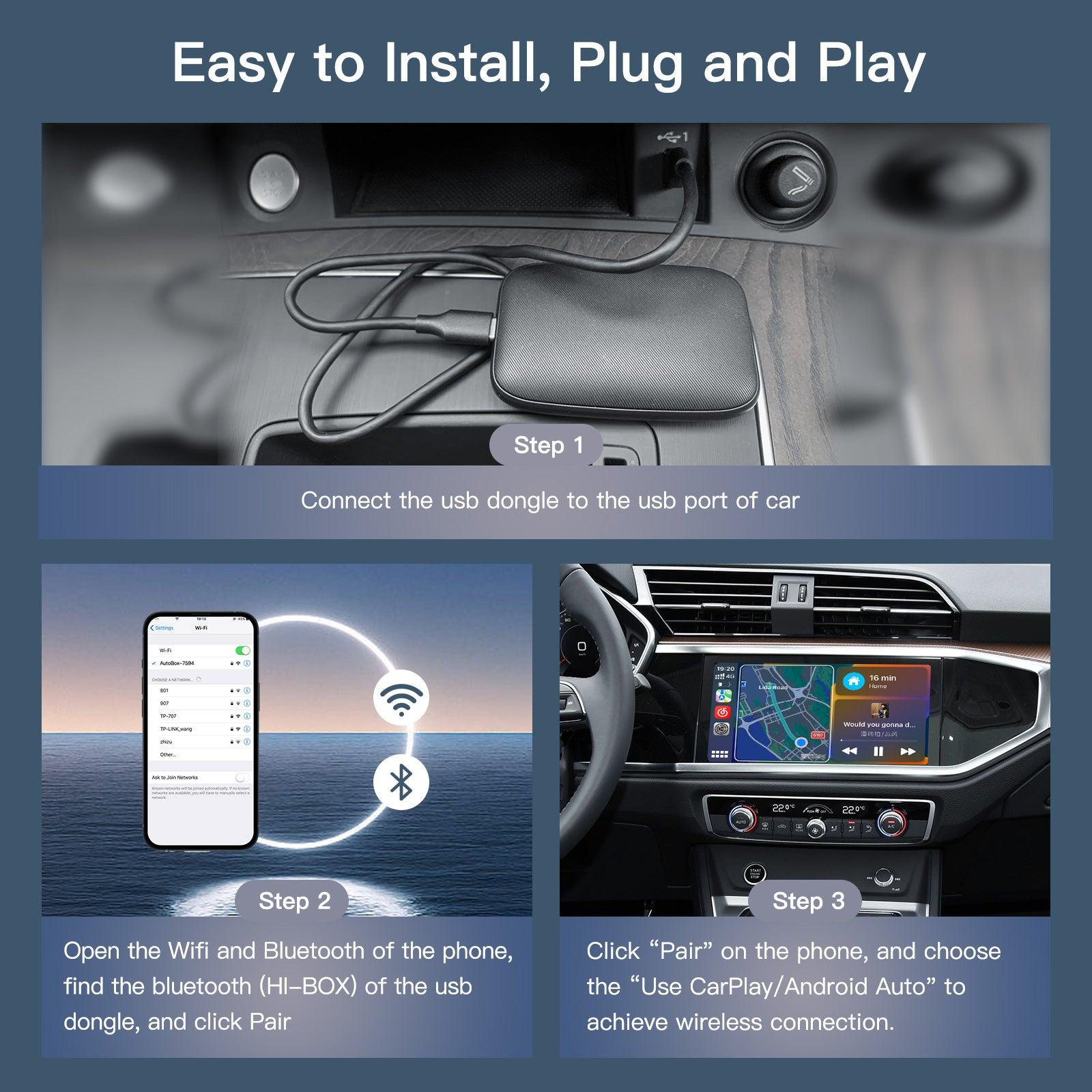 Adaptateur Auto Filaire à Sans Fil pour Téléphone Android, Dongle Carplay  Plug Play, WiFi 5GHz, Mise à Jour en Ligne - AliExpress